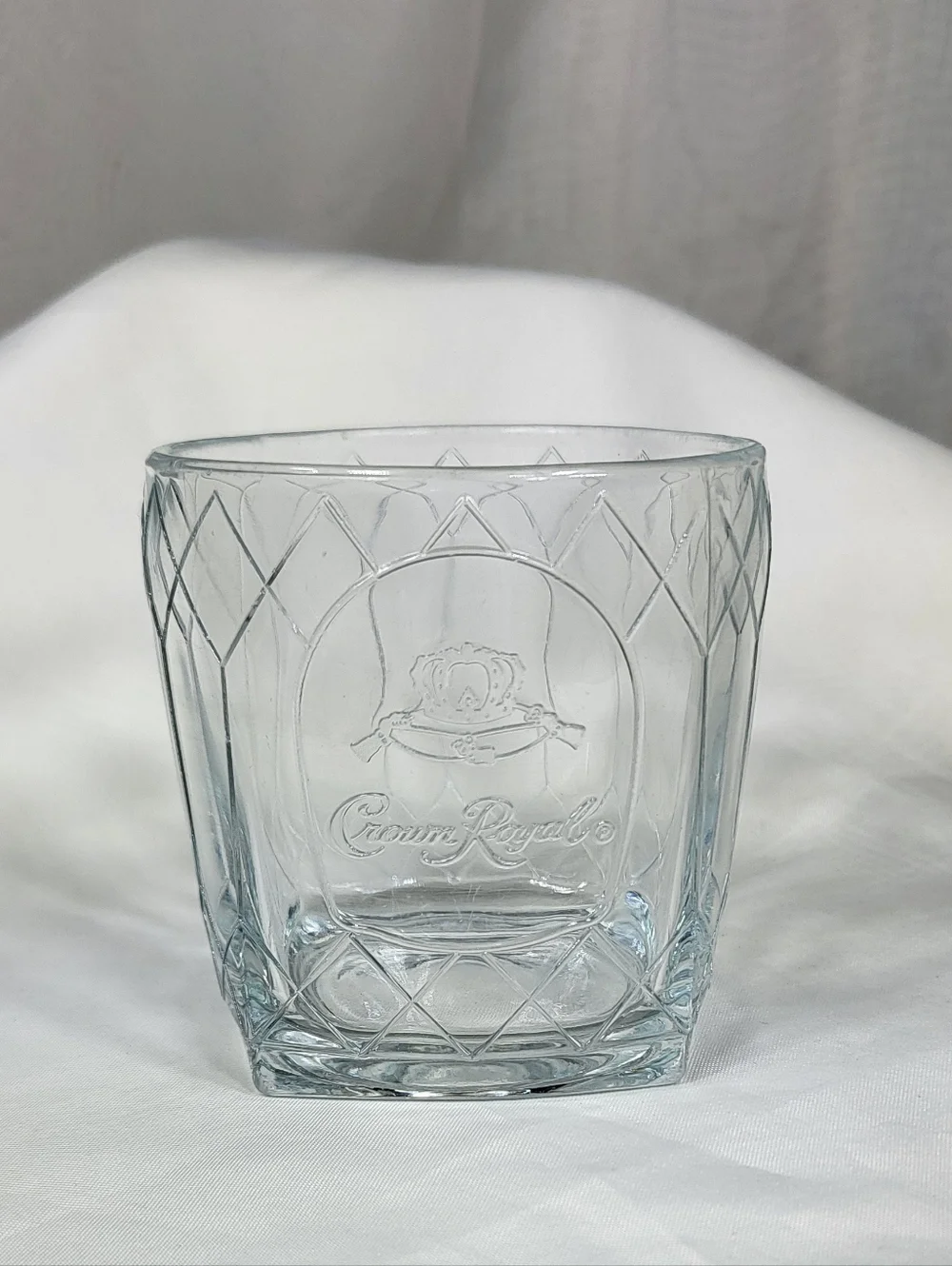 Crown Royal Embossed Diamond Pattern Low Ball Whiskey Glass 10oz